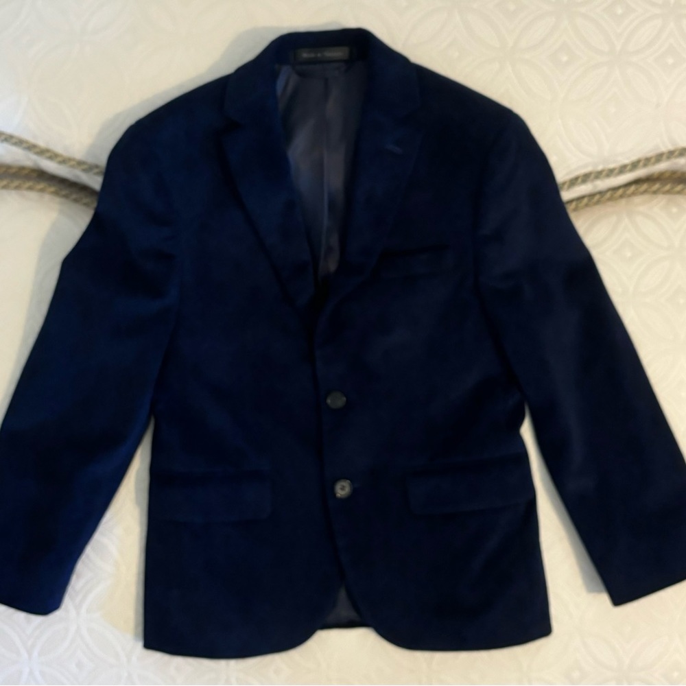 Boys Navy/Black velvet blazer
